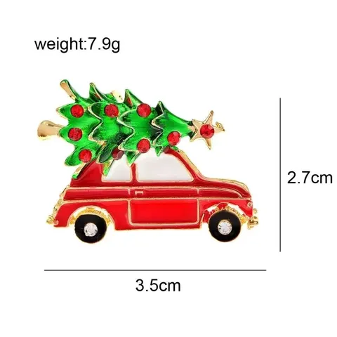 Fashion Christmas Tree Car Brooch Alloy Enamel Rhinestone Lapel Pin Festival Apparel Decoration Pin Jewelry Gifts For Women Men