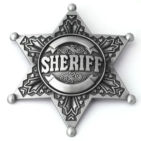 Vintage Alloy Western Sheriff Badge Brooch Pin Retro Electroplated Metal Star Shield Jewelry Decoration For Uniform Party Unisex Costume