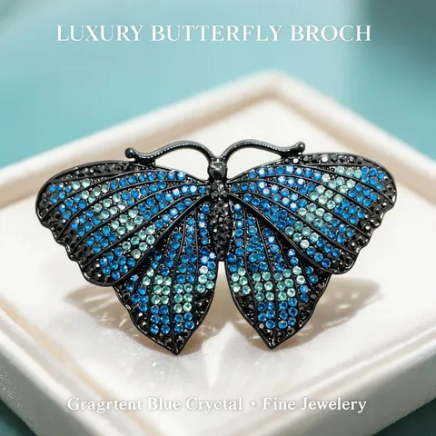 Vintage Zinc Alloy Rhinestone Butterfly Brooch Luxury Crystal Insect Animal Breastpin Costume Badge Pins For Suit Coats Gifting Women Jewelry