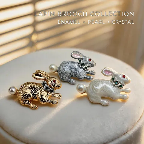 Broche de Conejo de Esmalte Vintage para Mujer Lindo Pascua Perla Artificial Diamantes de Imitación Broches de Aleación Joyería Regalo