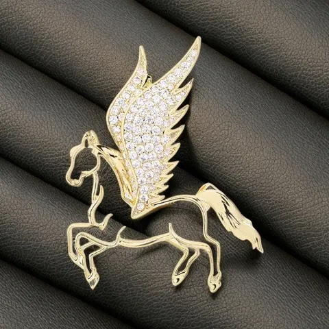 Elegant Zinc Alloy Hollow Pegasus Brooch Pin With Crystal Rhinestone Accent Micro Pave Inlaid Fashion Suit Lapel Pin Accessory For Men Women
