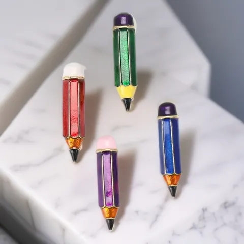 Broche de Lápiz Esmaltado de Aleación Creativa de Moda Diseño Minimalista Pin de Solapa Unisex Para Traje Cárdigan Ramillete Joyería Regalo
