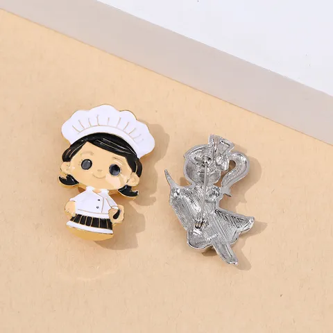 Cute Cartoon Figure Alloy Enamel Brooch Badge For Clothes Bag Rhinestone Accents Creative Character Lapel Pin Jewelry Gift