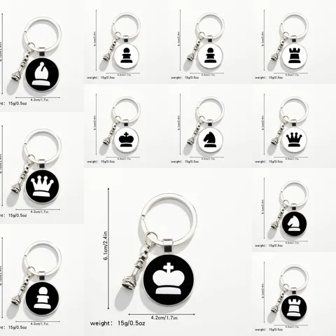 Internationales Schach Schlüsselanhänger Zinklegierung Zeit Edelstein Schlüsselring Anhänger Für Auto Tasche Dekoration Kreativ Schachfigur Geschenk