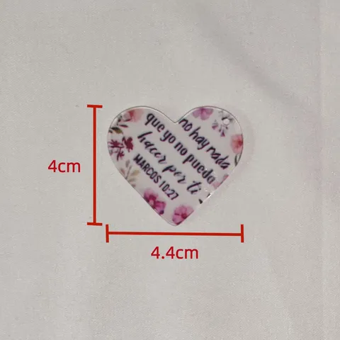 Spanish Bible Verse Heart Acrylic Keychain Accessories Floral Print DIY Jewelry Pendant Charm Religious Slogan Bag Decoration