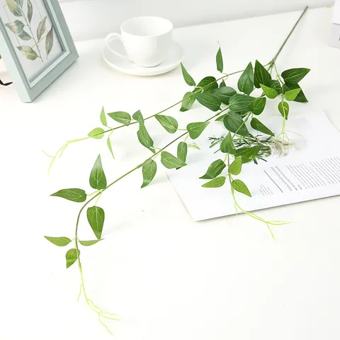Artificial Clematis Leaf Fake Flower Hanging Vine Greenery Silk Plant For Home Decor Outdoor Photography Prop