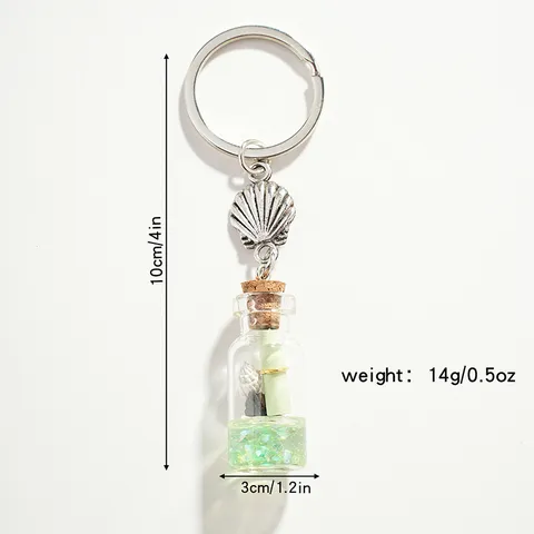 Ocean Drifting Bottle Keychain Shell Star Pendant Glass Bottle Keyring Souvenir Gift For Travel Valentine's Day Lovers Friends Accessory