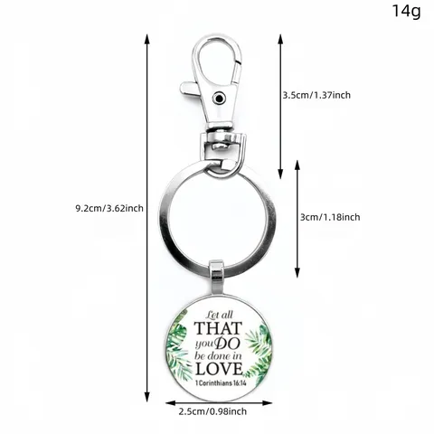 Christian Bible Verse Keychain Inspirational Religious Quotes Glass Dome Zinc Alloy Key Ring Pendant Gifts For Women Men