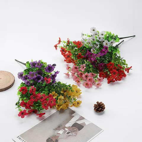 Artificial Violet Flower Bouquet Silk Cloth Fake Flowers For Home Office Hotel Wedding Party Decorative Plant Arrangement