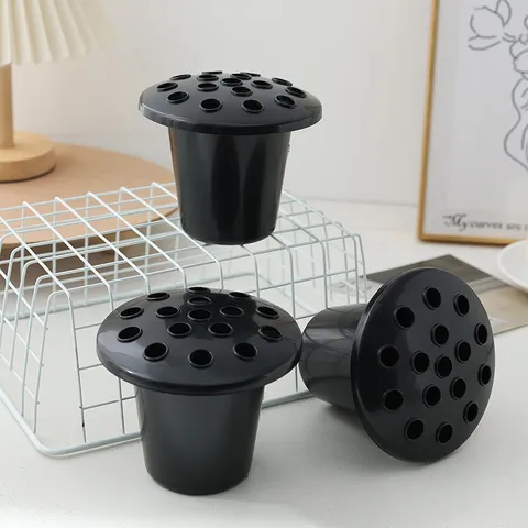 Black Plastic Flower Pot Lotus Design Cemetery Memorial Plant Pot Hydroponic Planter Modern Home Garden Decor