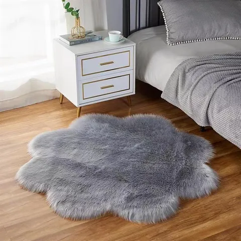Pluche Bloemblad Vorm Vloerkleed Dik Kunstwol Tapijt Moderne Zachte Vloer Mat Voor Slaapkamer Woonkamer Huisdecoratie