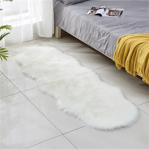 Pluche Kunstvacht Vloerkleed Bedside Kleed Woonkamer Slaapkamer Zacht Tapijt Warm Noords Effen Kleur Mat