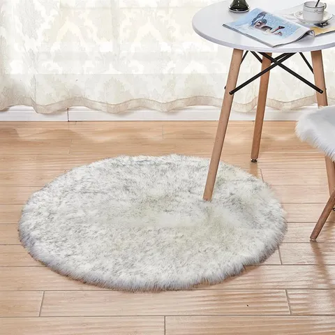 Faux Wol Rond Vloerkleed Dik Lang Shaggy Acryl Bedzijde Vloermat Zacht Pluizig Decoratie