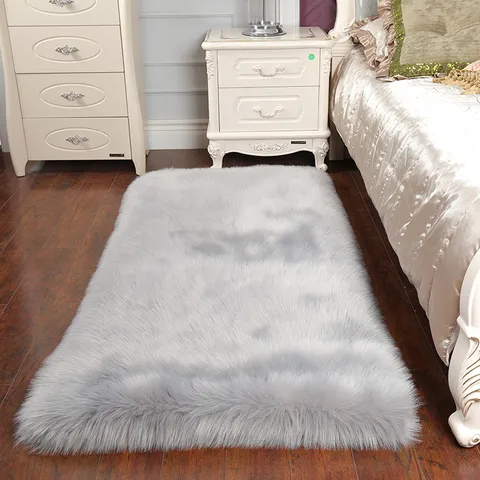 Pluche Vacht Imitatie Tapijt Zacht Lang Pluche Tapijt Voor Slaapkamer Woonkamer Bedside Vloermat Wasbaar Huisdecoratie