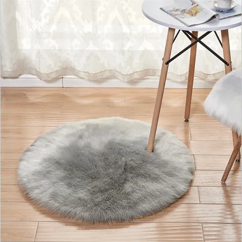 Noords Verdikt Imitatie Wol Rond Vloerkleed Pluizig Lang Pluche Slaapkamer Bedside Tapijt Stoel Kussen Woondecoratie