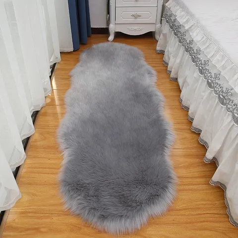 Nordic Kunstwol Lange Pluche Vloerkleed Onregelmatig Pluizig Nachtkastje Tapijt Acryl Vloermat Voor Woonkamer Slaapkamer