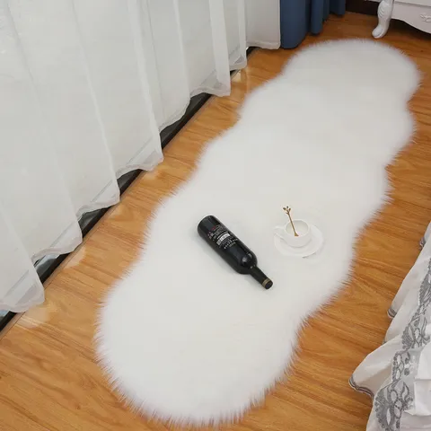 Nordic Kunstwol Lange Pluche Vloerkleed Onregelmatig Pluizig Nachtkastje Tapijt Acryl Vloermat Voor Woonkamer Slaapkamer