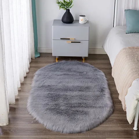 Pluche Ovale Vloerkleed Zacht Acrylvezel Shaggy Bedtijd Tapijt Antislip Vloermat Voor Slaapkamer Woonkamer Huisdecoratie