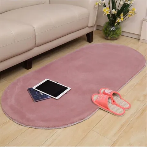Pluche Imitatie Konijnenbont Ovaal Vloerkleed Verdikte Antislip Mat Woonkamer Slaapkamer Tapijt Moderne Decoratie