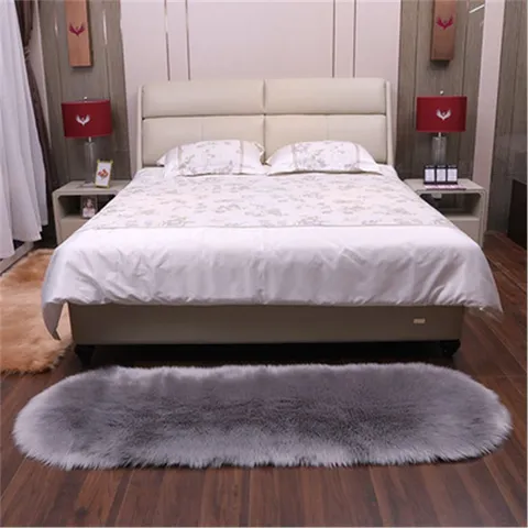 Noords Effen Ovale Acryl Tapijt Verdikt Pluche Bedside Mat Woonkamer Tapijt