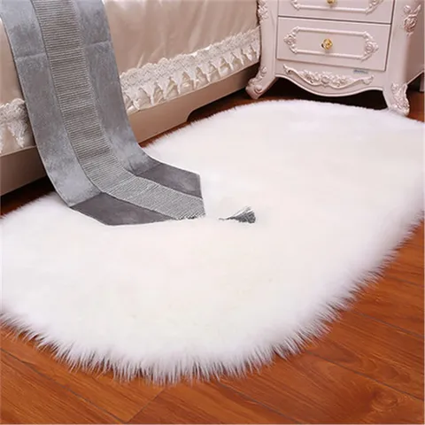 Noords Effen Ovale Acryl Tapijt Verdikt Pluche Bedside Mat Woonkamer Tapijt