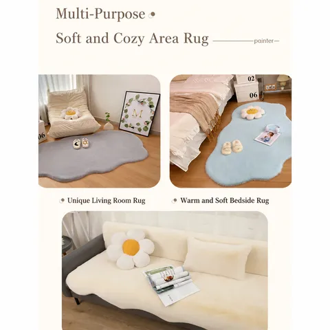 Modern Luxury Irregular Cloud Bedside Rug Minimalist High-End Polyester Carpet For Bedroom Cloakroom Non-Slip Floor Mat