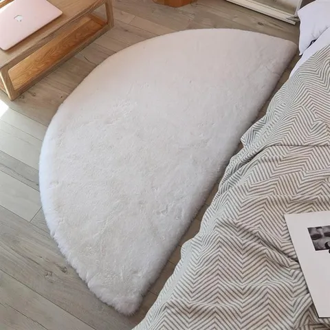 Halve Cirkel Imitatie Konijnenbont Tapijt Zacht Pluche Pluizig Tapijt Modern Minimalistisch Effen Kleur Mat Voor Slaapkamer Woonkamer Balkon