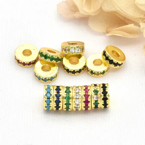 18K Verguld Koper DIY Tussenkraal Met Kleurrijke Strass Losse Kralen Sieraden Maken Accessoires