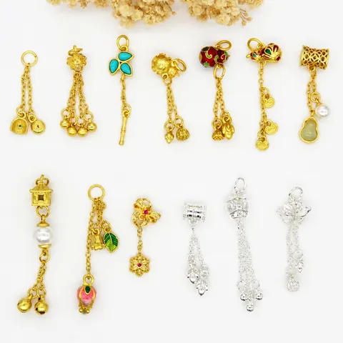 Traditionele Chinese Stijl Koperen Hanger Kwastje Charm Met Kunstparel Emaille DIY Sieraden Maken Accessoires