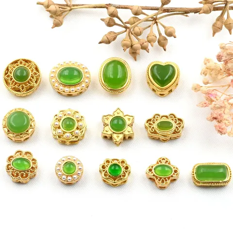 Antiek Goud Stijl Ingelegde Synthetische Steen Kunstmatige Parel DIY Afstandshalter Kralen Losse Kralen Sieraden Bevindingen Accessoires