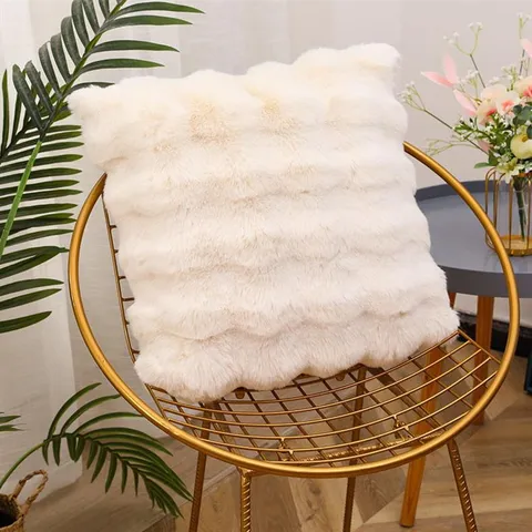 Pluche Nep Konijnenbont Kussensloop Zachte Pluche Sierkussenhoes Effen Kleur Luxe Kussenhoes Voor Bank Slaapkamer