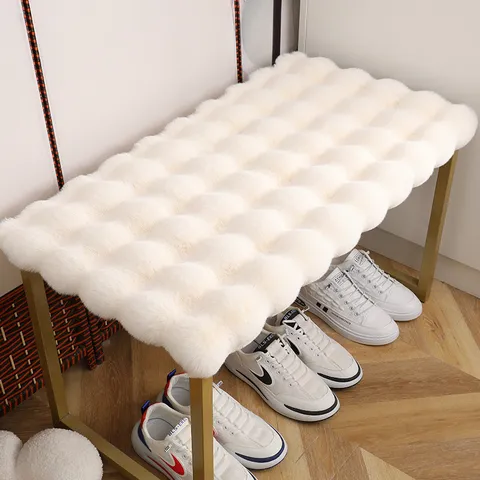 Thickened Bubble Velvet Shoe Stool Cushion Soft Plush Entrance Bench Mat Non Slip Living Room Chair Cushion