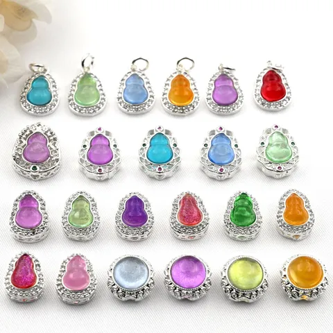 Verzilverd Koper Kristal Gourd Charms Ingelegde Afstandshouder Kralen Voor DIY Chinese Stijl Sieraden