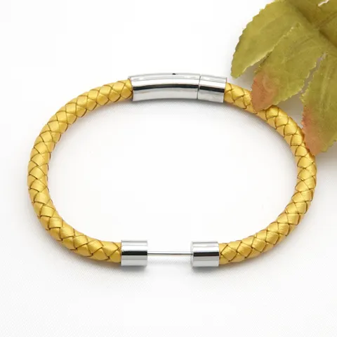 Roestvrij Staal Lederen Gevlochten Armband Mode Magnetische Gesp Paar Hand Touw Charm Sieraden Cadeau