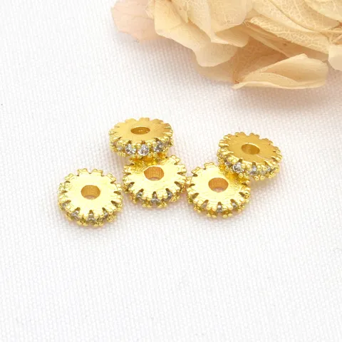 Koperen Tandwiel Afstandshouder Kralen 18K Verguld Strass Losse Kralen Voor DIY Armband Sieraden Maken Accessoires