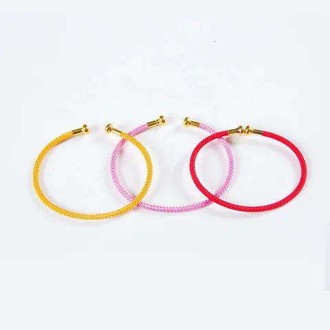 Messing Schroef Open Rood Touw Kleurrijk Gevlochten Armband DIY Kralen Handketting Sieraden Cadeau