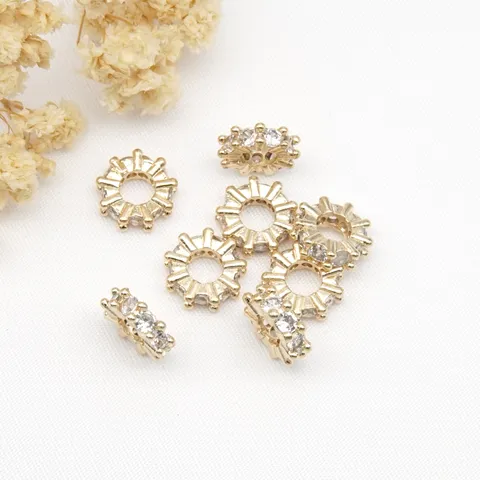 Brass Rhinestone Spacer Beads Large Hole Crystal Wheel Rondelle Beads For DIY Bracelet Jewelry Making Accessories