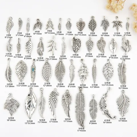 Vintage Antiek Zilver Zinklegering Blad Veer Vleugel Hangers DIY Bedels Voor Armband Ketting Sieraden Maken Ambacht