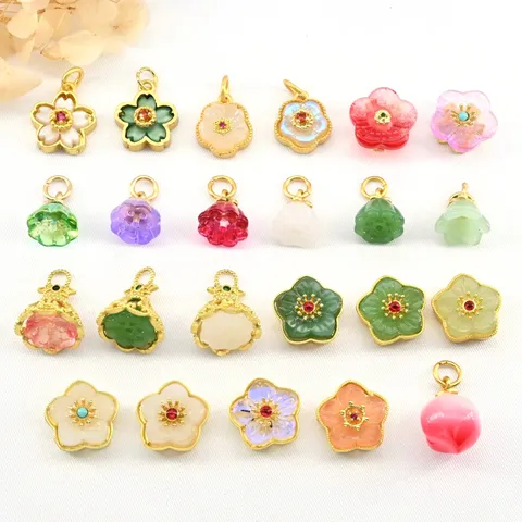 Estilo Antiguo Cobre DIY Joyería Accesorios Colgante Flor de Jade Cuentas Espaciadoras