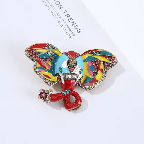 Fashion Alloy Rhinestone Elephant Brooch Pin For Men Women Animal Pattern Inlaid Crystal Corsage Jewelry Accessory Gift