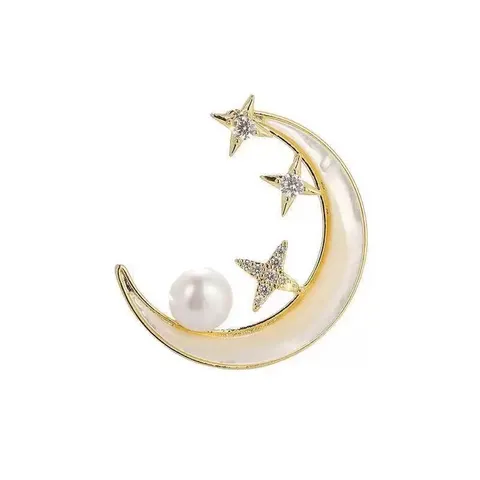 Creative Alloy Rhinestone Brooch Fashion Starfish Moon Airplane Butterfly Pin Versatile Artificial Pearl Inlaid Brooch For Women Men Daily Party Jewelry Gift