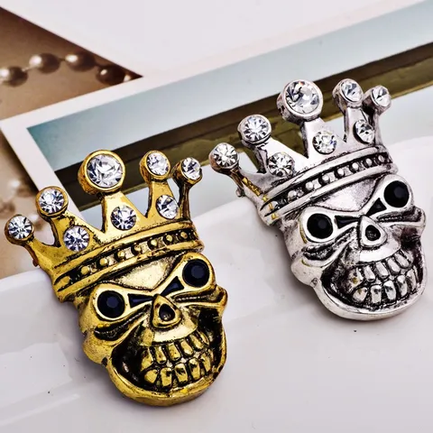 Vintage Halloween Skull Crown Brosche Pin Strass Gothic Punk Anzug Jacke Revers Zubehör Schmuck