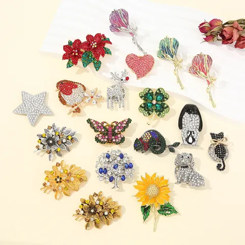 Magnetische Broche Strass Legering Bloem Dier Vorm Hijab Speld Sterke Magneet Sjaal Gesp Zonder Naaien Mode Accessoires