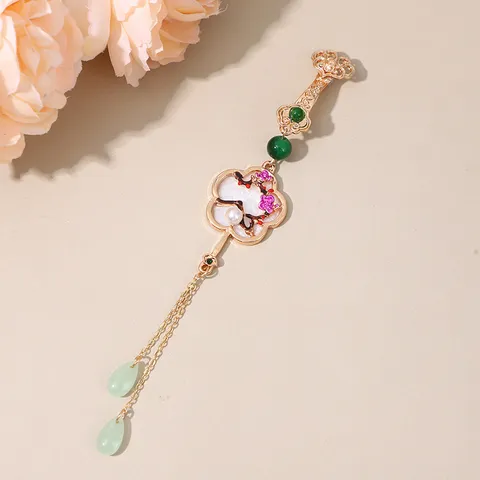 Chinese Style Cheongsam Brooch Pendant Alloy White Crystal Artificial Pearl Tassel Brooch For Women Retro Hanfu Accessory