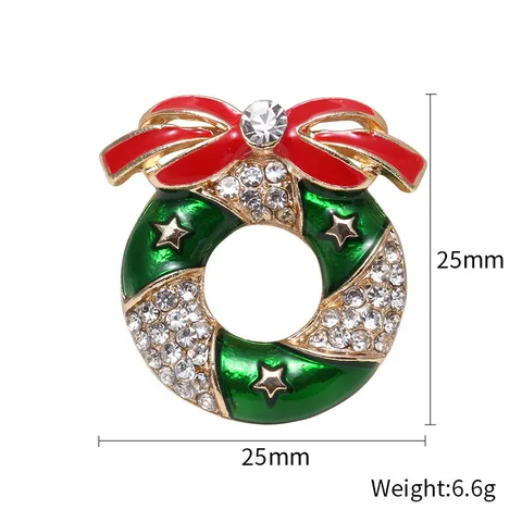 Vintage Legierung Strass Weihnachtskranz Brosche Mode Bunte Kristall Girlande Anstecknadel Für Anzug Tasche Dekoration Feriengeschenk