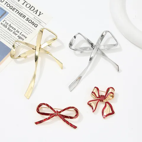 Broche Nœud en Alliage Élégante pour Femmes Mode Émail Nœud Papillon Épingle Rétro Accessoires de Vêtement Bijoux Cadeau