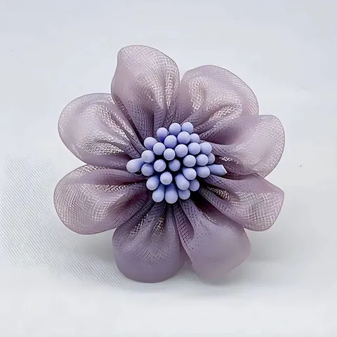 Broche Fleur en Tulle Élégante de Style Coréen pour Femmes Fait Main Tissu Floral Épingle de Revers Accessoire