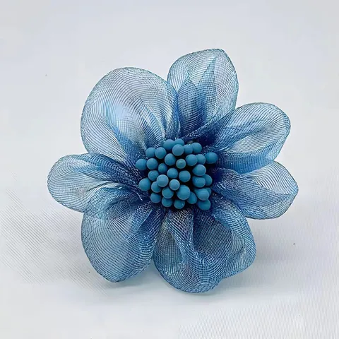 Broche Fleur en Tulle Élégante de Style Coréen pour Femmes Fait Main Tissu Floral Épingle de Revers Accessoire
