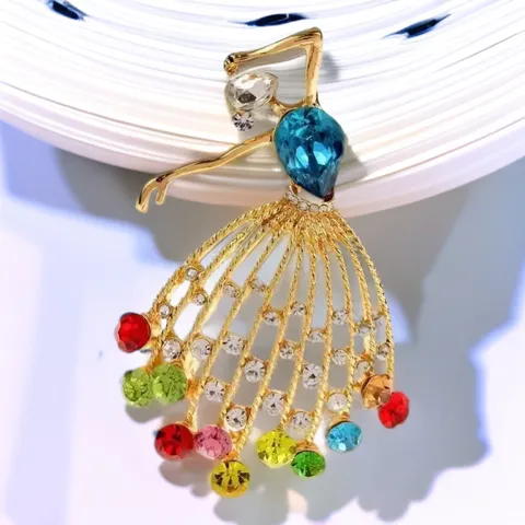 Elegante Spilla da Ragazza di Balletto in Strass di Lega Spilla da Ballerina di Cristallo in Stile Francese Spilla per Accessori da Abito da Donna Regalo