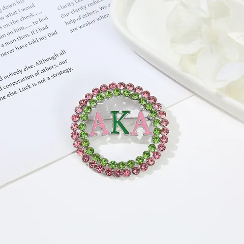 Alloy Rhinestone Brooch Pin Hollow Round Artificial Pearl Greek Sorority Letter Brooches Anti-Exposure Clothing Pins Jewelry Gift